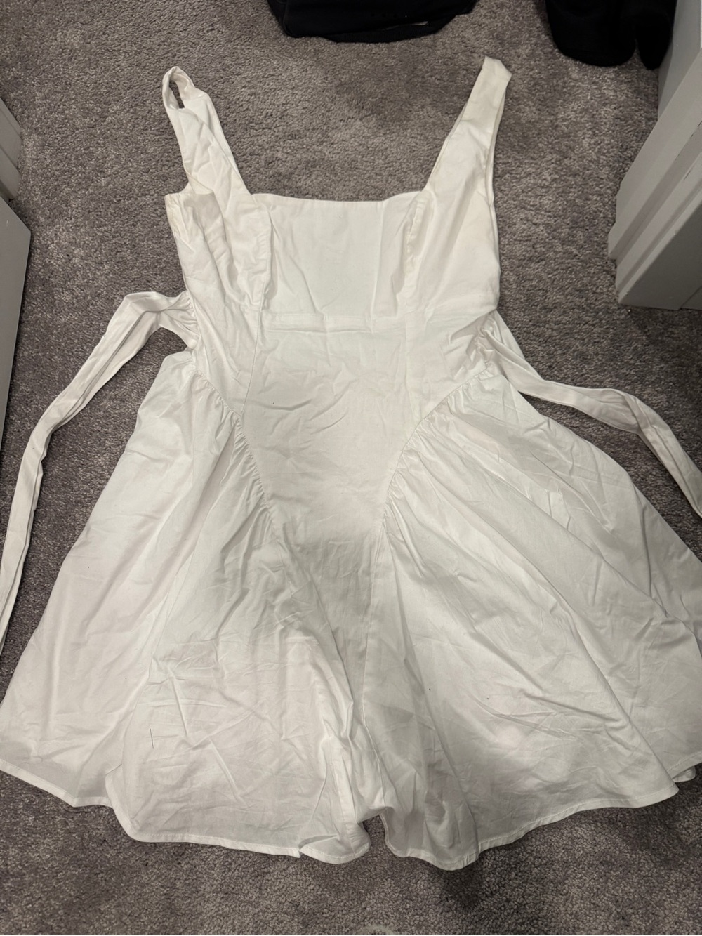 Women's White Square-Neck Tie-Waist Sundress